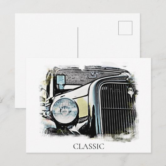 ** Klassiek  oud Antiek autoschilderij Briefkaart (Voorkant / Achterkant)