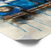 Klassiek oud blauw poster (Hoek)