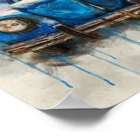 Klassiek oud blauw poster (Hoek)