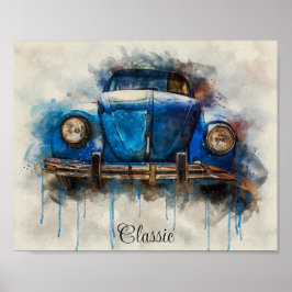 Klassiek oud blauw poster