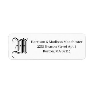 Klassiek oud Engels zwart-wit monogram Etiket