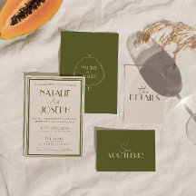 Klassiek Oud Geld Olijfgroen Luxe Retro Bruiloft