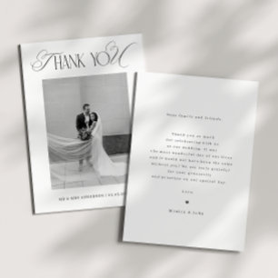 Klassiek Oud Geld Script Zwart Wit Foto Bruiloft Bedankkaart