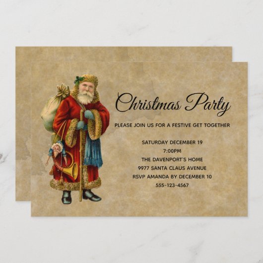 Klassiek Oud-Hollandse Kerstman Kerstfeest Kaart (Voorkant / Achterkant)