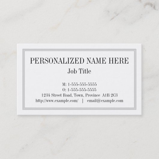 Klassiek, ouderwets Visitekaartje (Voorkant)