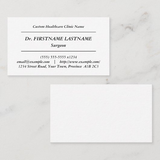 Klassiek, ouderwets Visitekaartje (Voorkant / Achterkant)