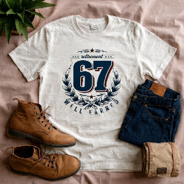 Klassiek Overhemd 67 T-Shirt – Vintage Badge Stijl