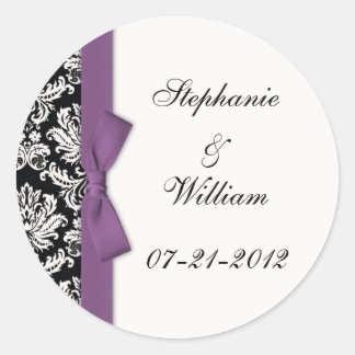 Klassiek Paars Damask Weddenschap Label