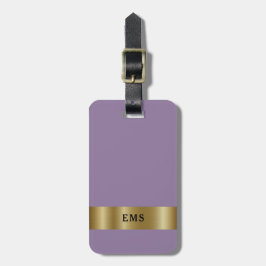 Klassiek Paars en goudmonogram Bagagelabel