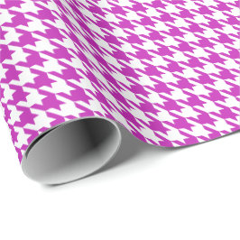 Klassiek paars en wit houndstooth patroon cadeaupapier