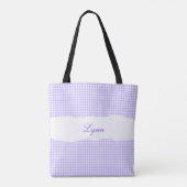 Klassiek Paars & Wit Gingham | Gepersonaliseerde N Tote Bag (Achterkant)