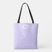 Klassiek Paars & Wit Gingham | Gepersonaliseerde N Tote Bag (Achterkant)