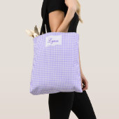 Klassiek Paars & Wit Gingham | Gepersonaliseerde N Tote Bag (Dichtbij)