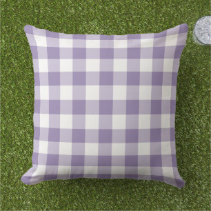 Klassiek Paars Wit Gingham Plaid Rut Buitenkussen