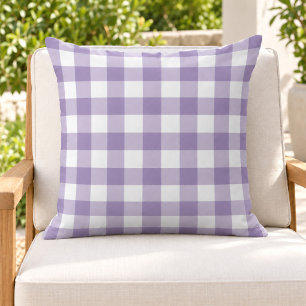 Klassiek Paars Wit Gingham Plaid Rut Buitenkussen
