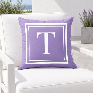 Klassiek Paars Witte Vierkante Frame Monogram Buitenkussen