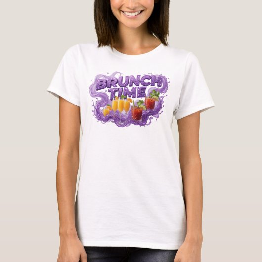 Klassiek Paarse BRUNCH TIME Statement T-shirt (Voorkant)