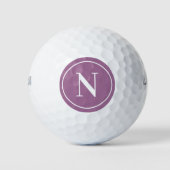 Klassiek Paarse Ronde Monogram Initiaal Golfballen (Voorkant)