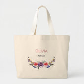 Klassiek paarse roze bloemige bruidsmeisje grote tote bag (Voorkant)