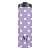 Klassiek Paarse Stippenpatroon Monogram Thermosbeker (Voorkant)