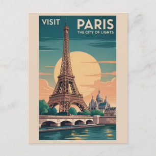 Klassiek Parijs Frankrijk Eiffeltoren Zonsondergan Briefkaart