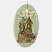Klassiek Pasen Konijn en Eieren Vakantie Keramisch Ornament (Rechts)