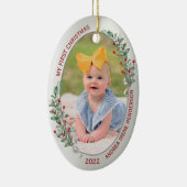 Klassiek pasgeboren eerste kerstPlant Silver Lijst Keramisch Ornament (Rechts)