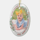 Klassiek pasgeboren eerste kerstPlant Silver Lijst Keramisch Ornament (Links)