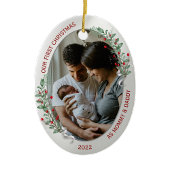 Klassiek pasgeboren eerste kerstPlant Silver Lijst Keramisch Ornament