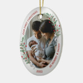 Klassiek pasgeboren eerste kerstPlant Silver Lijst Keramisch Ornament (Links)