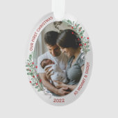 Klassiek pasgeboren eerste kerstPlant Silver Lijst Ornament (voorkant)