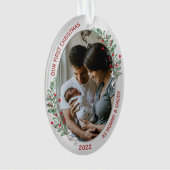 Klassiek pasgeboren eerste kerstPlant Silver Lijst Ornament (voorkant)