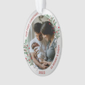 Klassiek pasgeboren eerste kerstPlant Silver Lijst Ornament (voorkant)