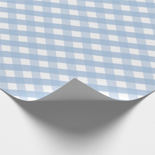 Klassiek Pastel Blauw Gingham Plaid Patroon Cadeaupapier (Hoek)