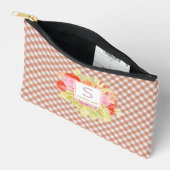 Klassiek Pastel Perzik Oranje Gingham Ruitpatroon Etui (Open)