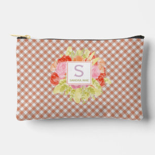 Klassiek Pastel Perzik Oranje Gingham Ruitpatroon Etui