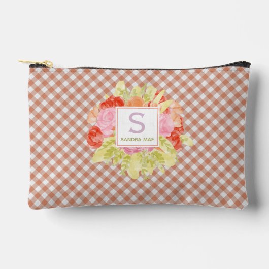 Klassiek Pastel Perzik Oranje Gingham Ruitpatroon Etui (Voorkant)