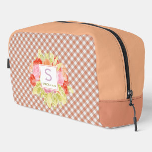 Klassiek Pastel Perzik Oranje Gingham Rutpatroon Toilettasje