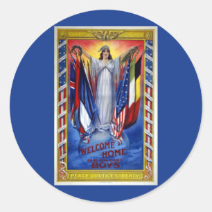 Klassiek patriottisch Amerika, Vrede Recht Vrijhei Ronde Sticker