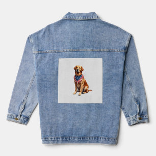 Klassiek patriottisch goud retriever vintage shirt denim jacket
