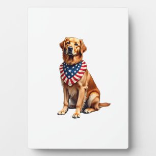 Klassiek patriottisch goud retriever vintage shirt fotoplaat