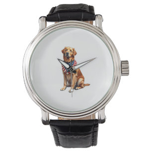 Klassiek patriottisch goud retriever vintage shirt horloge