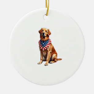 Klassiek patriottisch goud retriever vintage shirt keramisch ornament