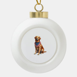 Klassiek patriottisch goud retriever vintage shirt keramische bal ornament