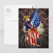 Klassiek patriottisch kind en moderne vuurwerk, ZS Briefkaart (Voorkant / Achterkant)