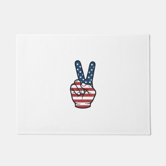 Klassiek patriottisch vredesteken hand vector ontw deurmat (Voorkant)