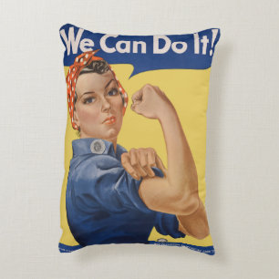 Klassiek patriottische Rosie the Riveter, We Can D Accent Kussen
