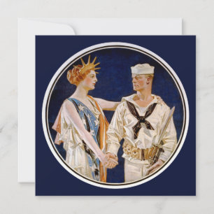 Klassiek Patriottisme, Lady Liberty met marinezeem Kaart