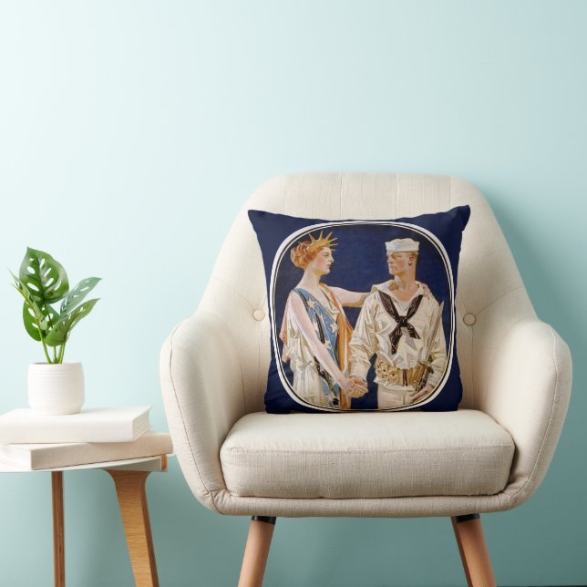 Klassiek patriottisme, Lady Liberty met zeeman van Kussen (Stoel)