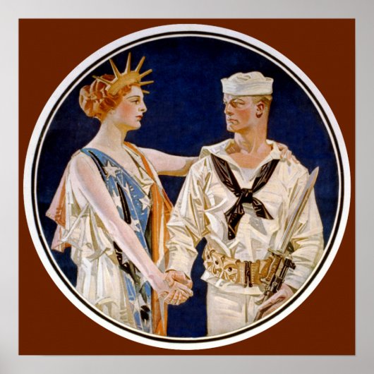 Klassiek patriottisme, Lady Liberty met zeeman van Poster (Voorkant)